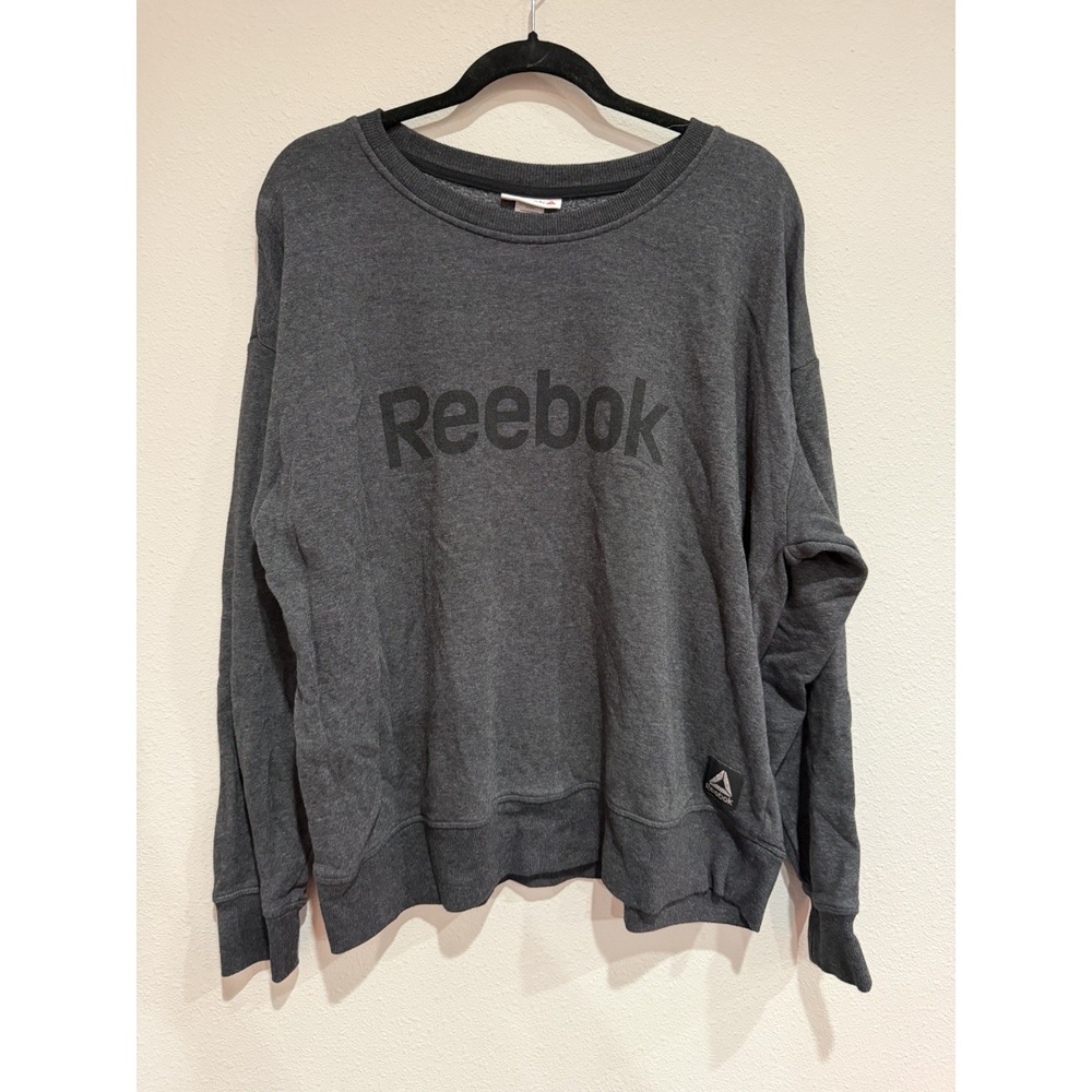 Women's Reebok Relaxed Elite Cozy Crew Neck Black Heather 2X